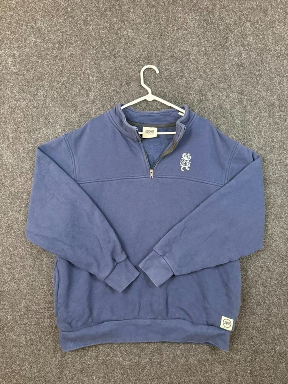 Vintage American Roots navy quarter zip sweatshirt union made USA men XL DC 35
